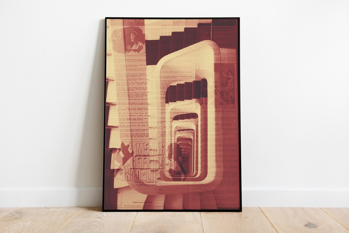 Newspaper Retro Hippie Print, Psychedelic Room Decor - Image 3