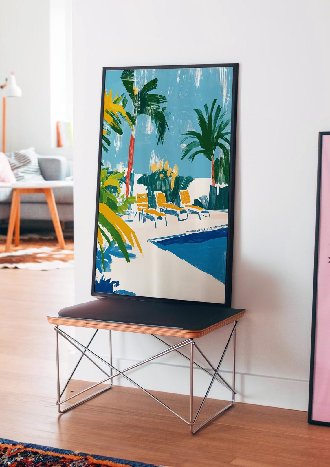 Tropical Poolside Palm Trees Resort Lounge Vacation Art Poster - Image 4
