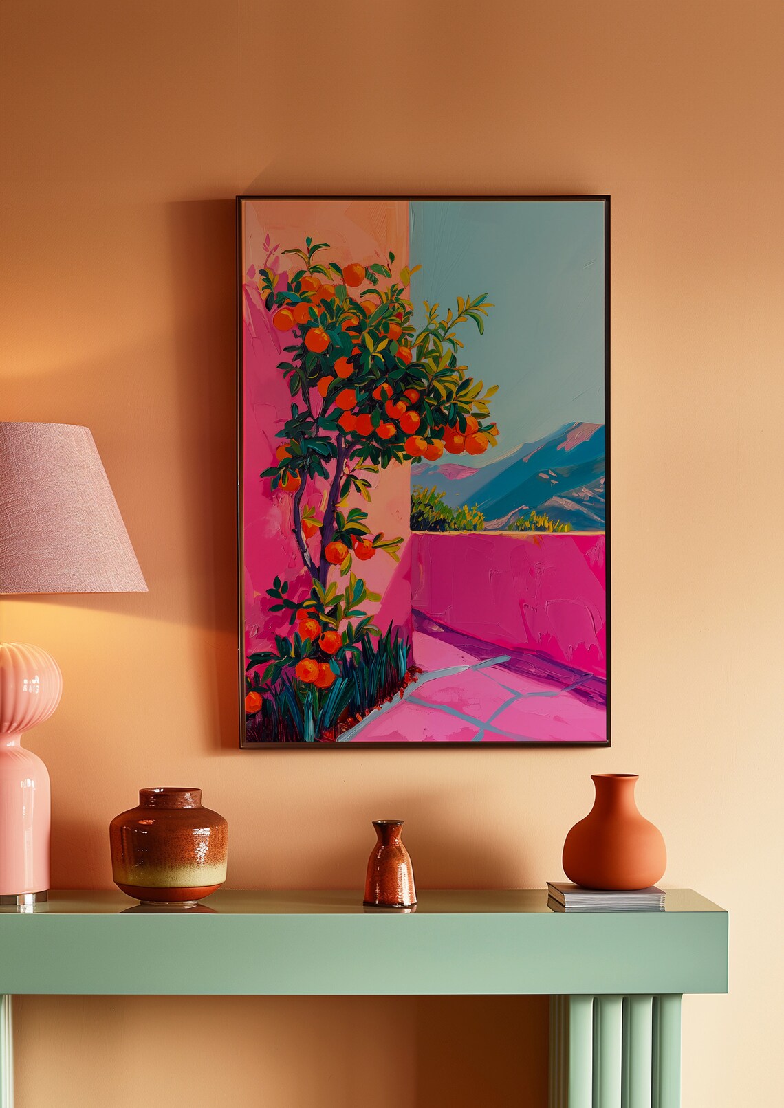 Orange Garden Maximalist Decor Art Print - Image 2