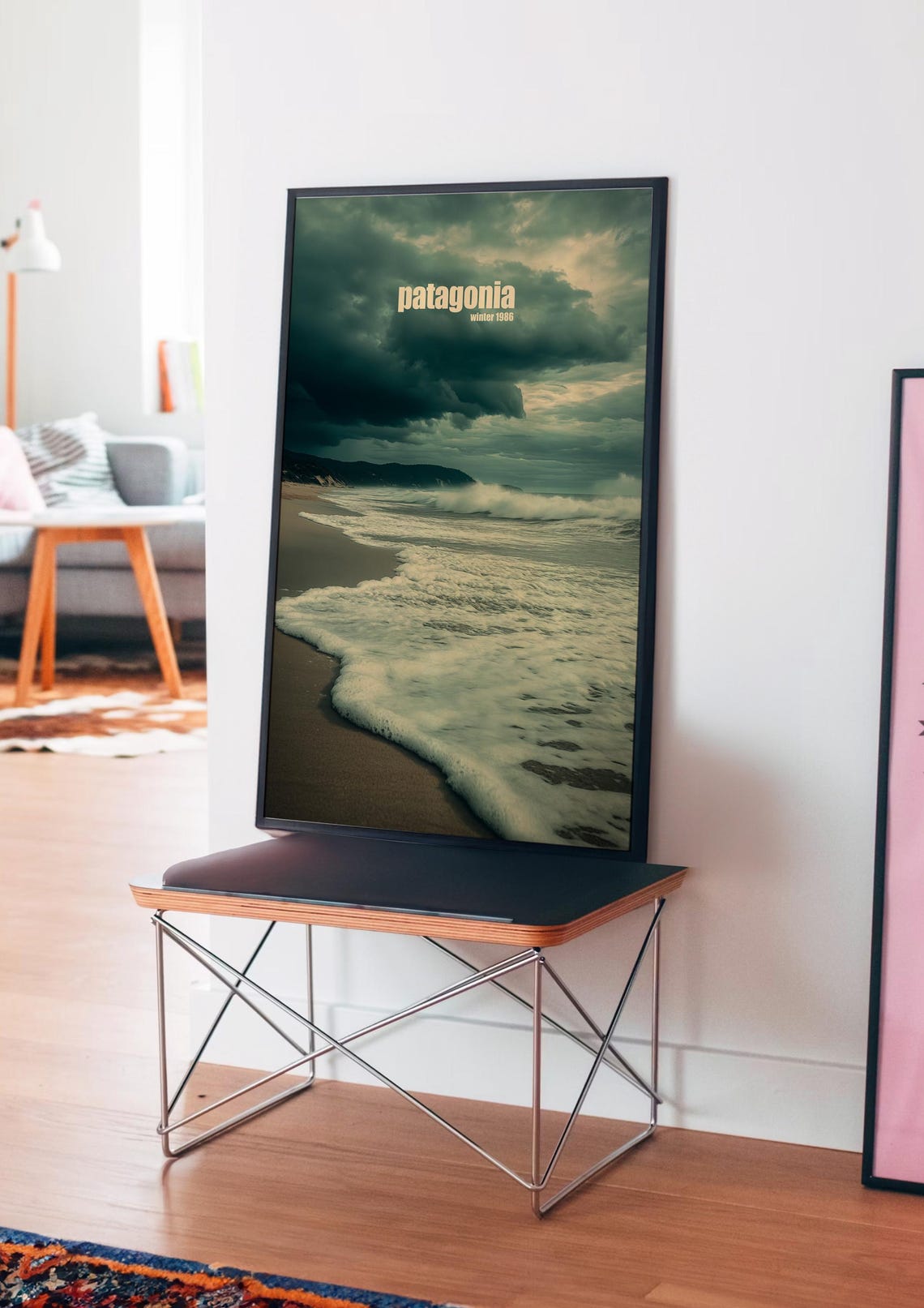 Patagonia Winter 1986 Stormy Beach Poster with Dramatic Clouds - Image 4