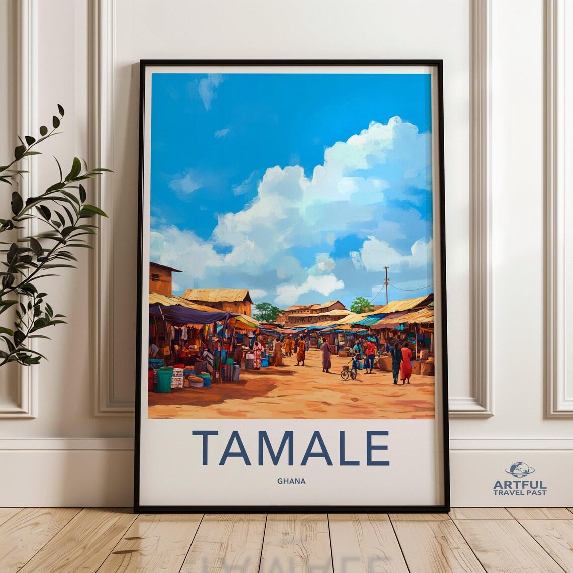 Tamale Ghana Colorful Open Air Market Sunny Day Travel Artwork Poster