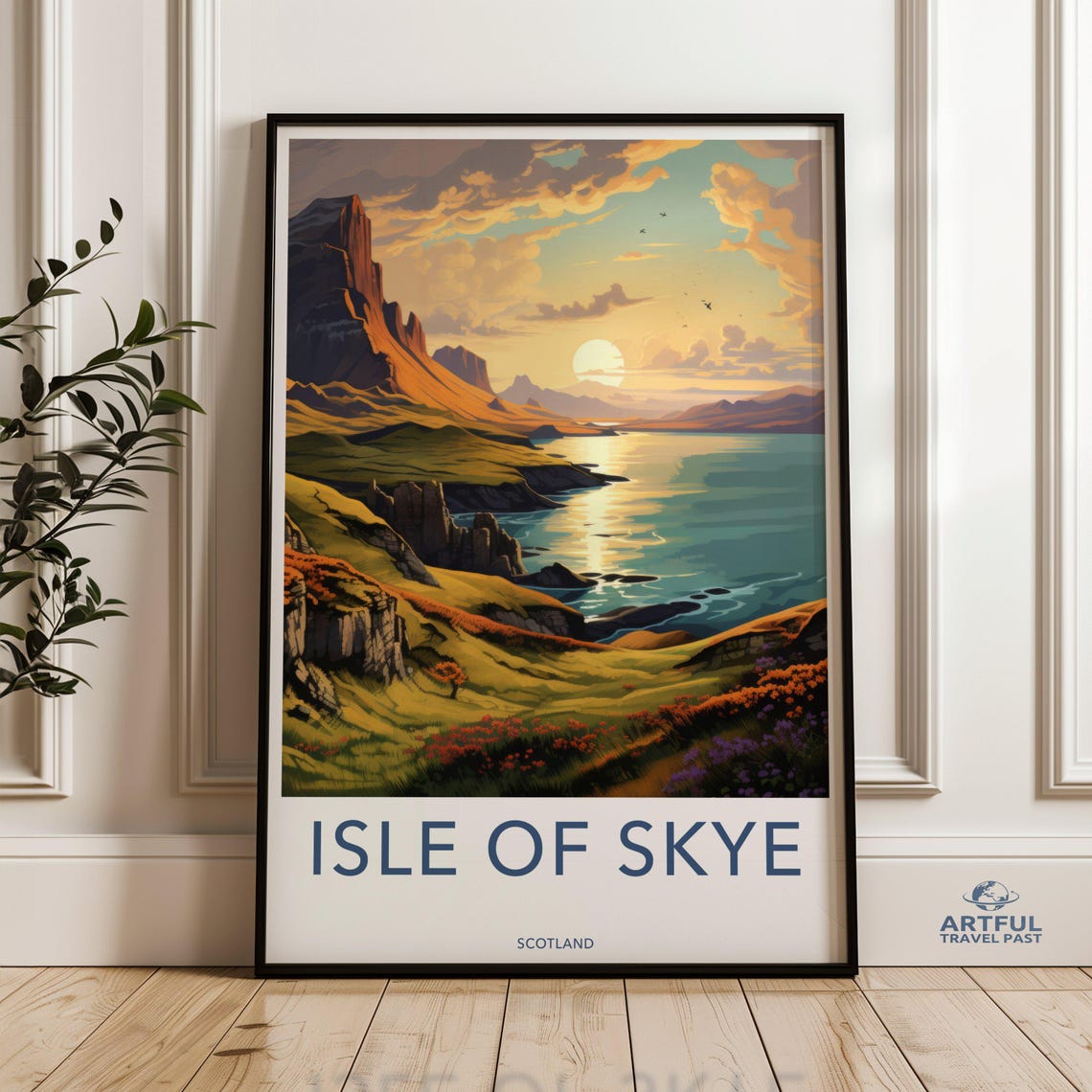 Isle Of Skye Scotland Sunset Cliffs Dramatic Coast Travel Poster
