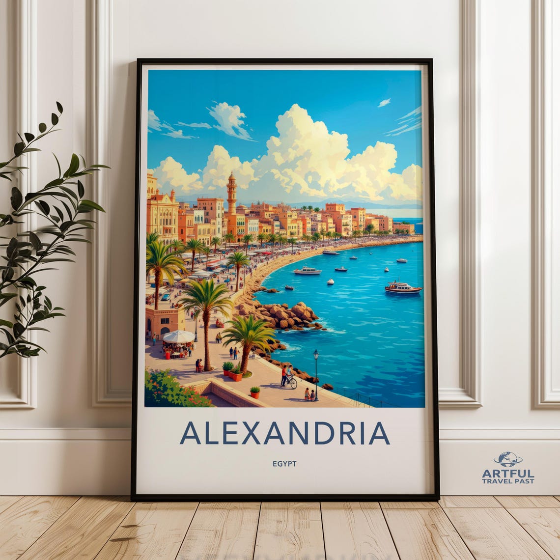 Alexandria Poster Egypt Wall Art Travel Mediterranean Print Cityscape Decor Colorful Home Classic