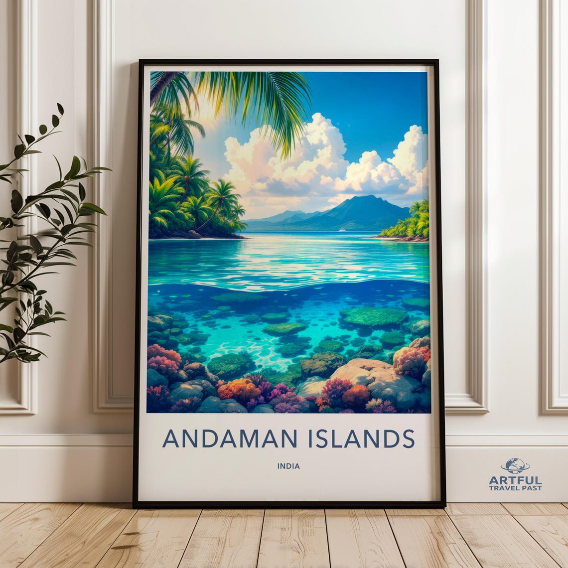 Andaman Islands India Coral Reef Beach Vintage Travel Poster