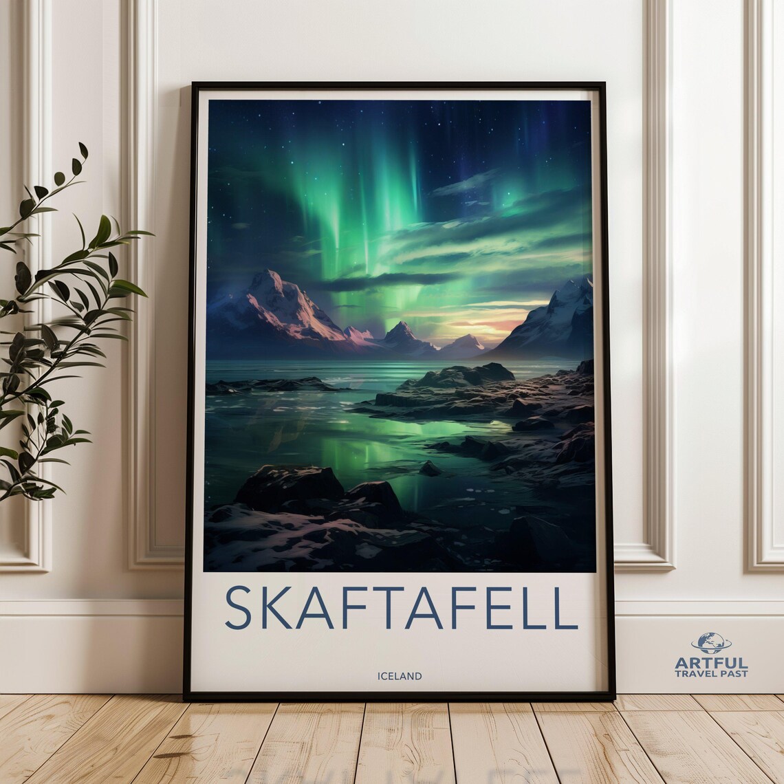 Skaftafell Northern Lights Landscape Art Print