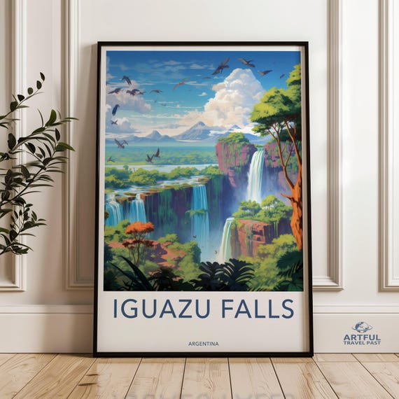 Iguazu Falls Wall Art Argentina Nature Poster Scenic Landscape Print Waterfall Home Decor Travel Photography