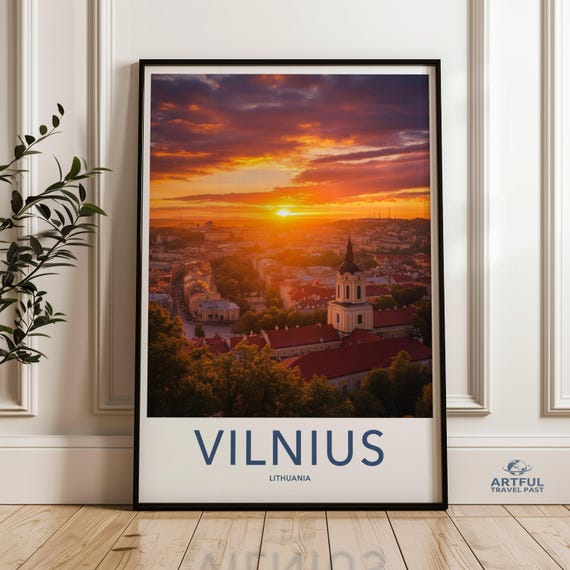 Vilnius Lithuania Wall Art Sunset Poster European Cityscape Print Travel Decor City View