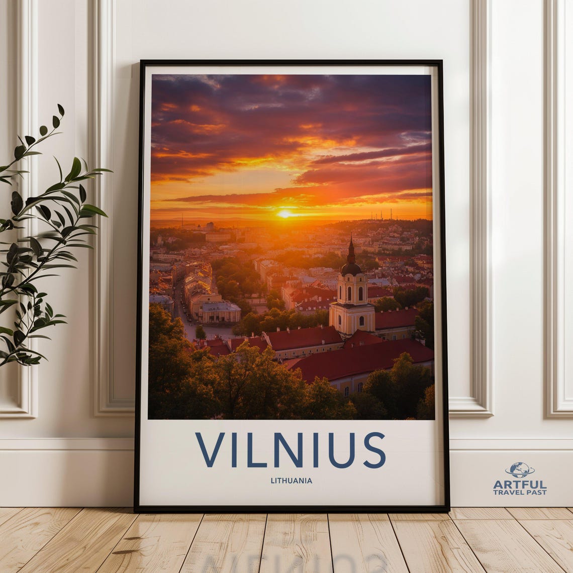 Vilnius Lithuania Wall Art Sunset Poster European Cityscape Print Travel Decor City View