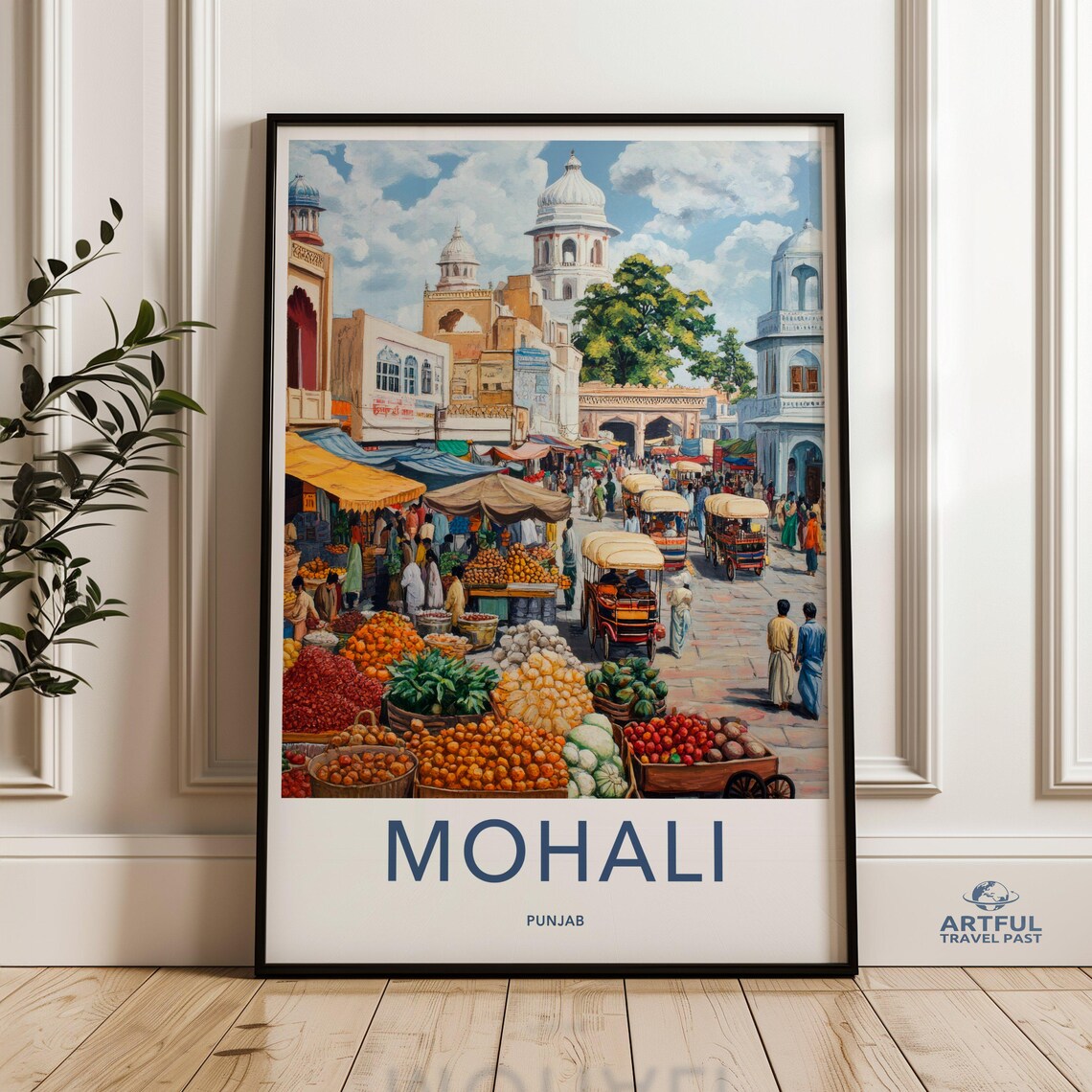 Mohali Punjab India Colorful Vibrant Street Market Travel Poster