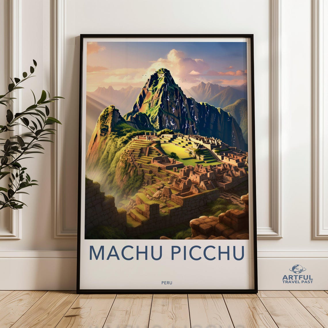 Machu Picchu Peru Ancient Incan Ruins Sunrise Travel Poster Art