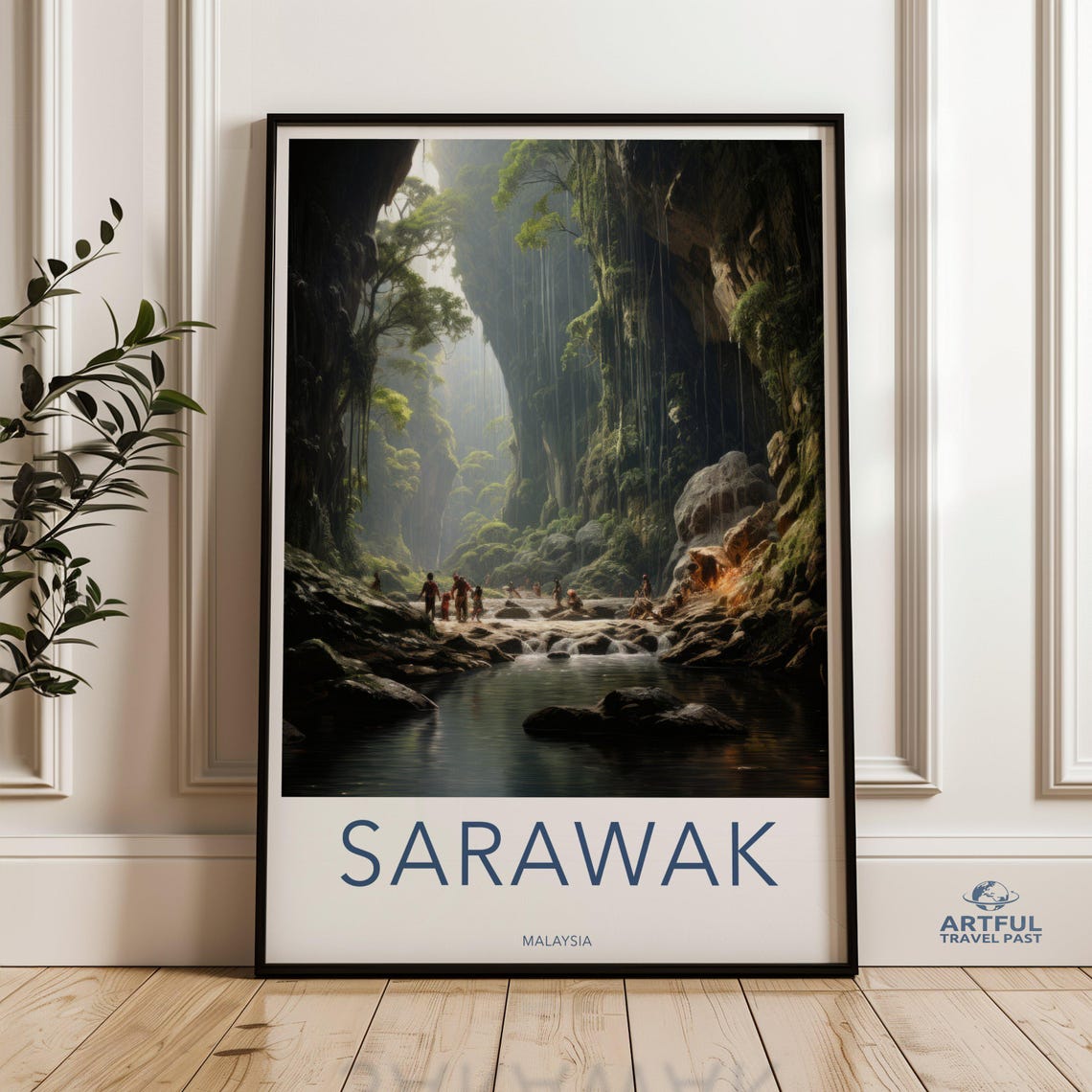 Lush Sarawak Malaysia Jungle Gorge River Rainforest Travel Poster