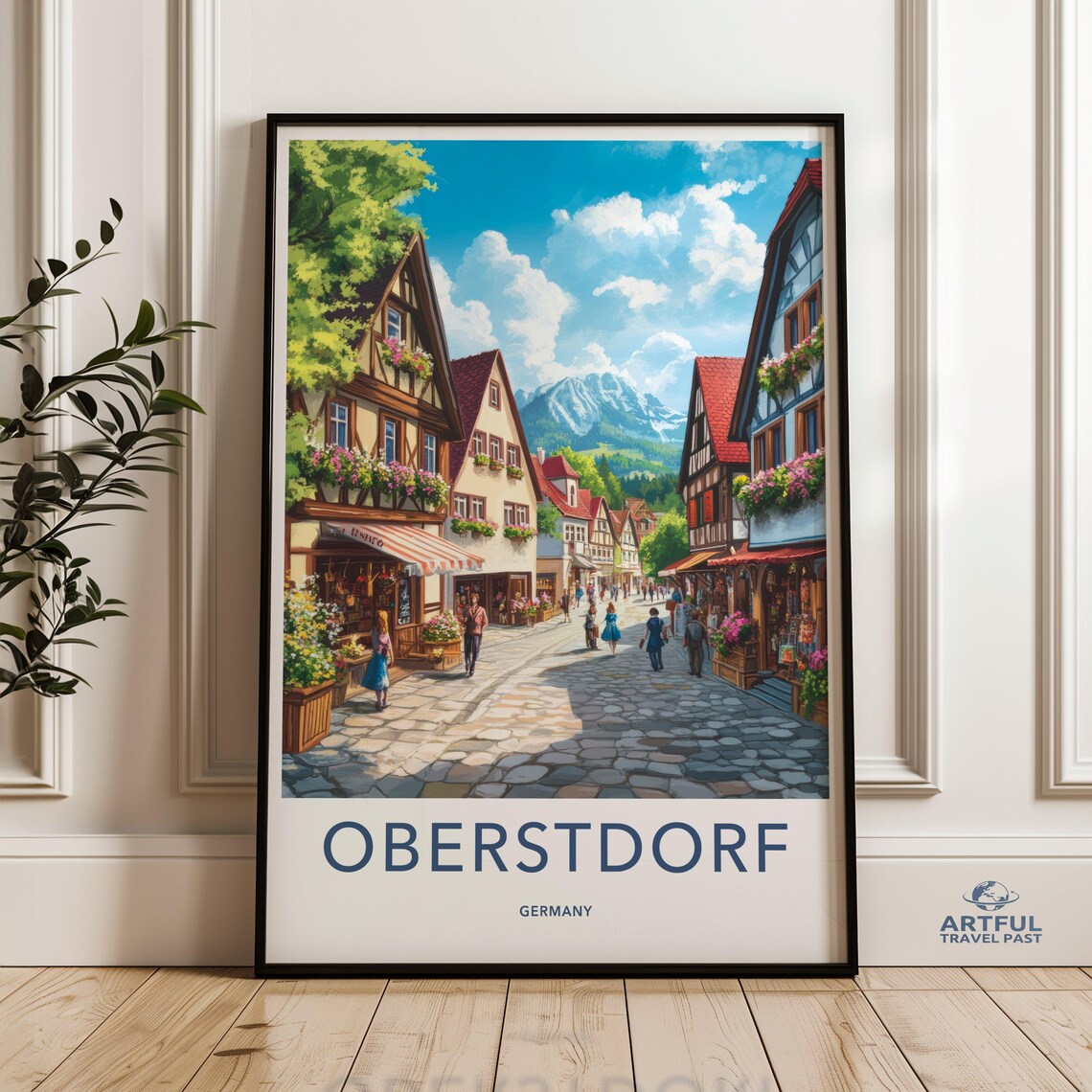 Oberstdorf Germany Alpine Village Flower Street Mountain Travel Poster