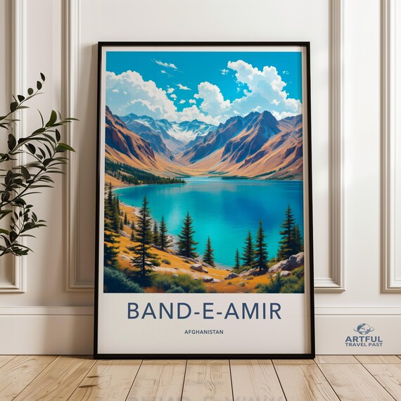 Band-e-Amir Afghanistan Turquoise Lake Mountain Travel Poster