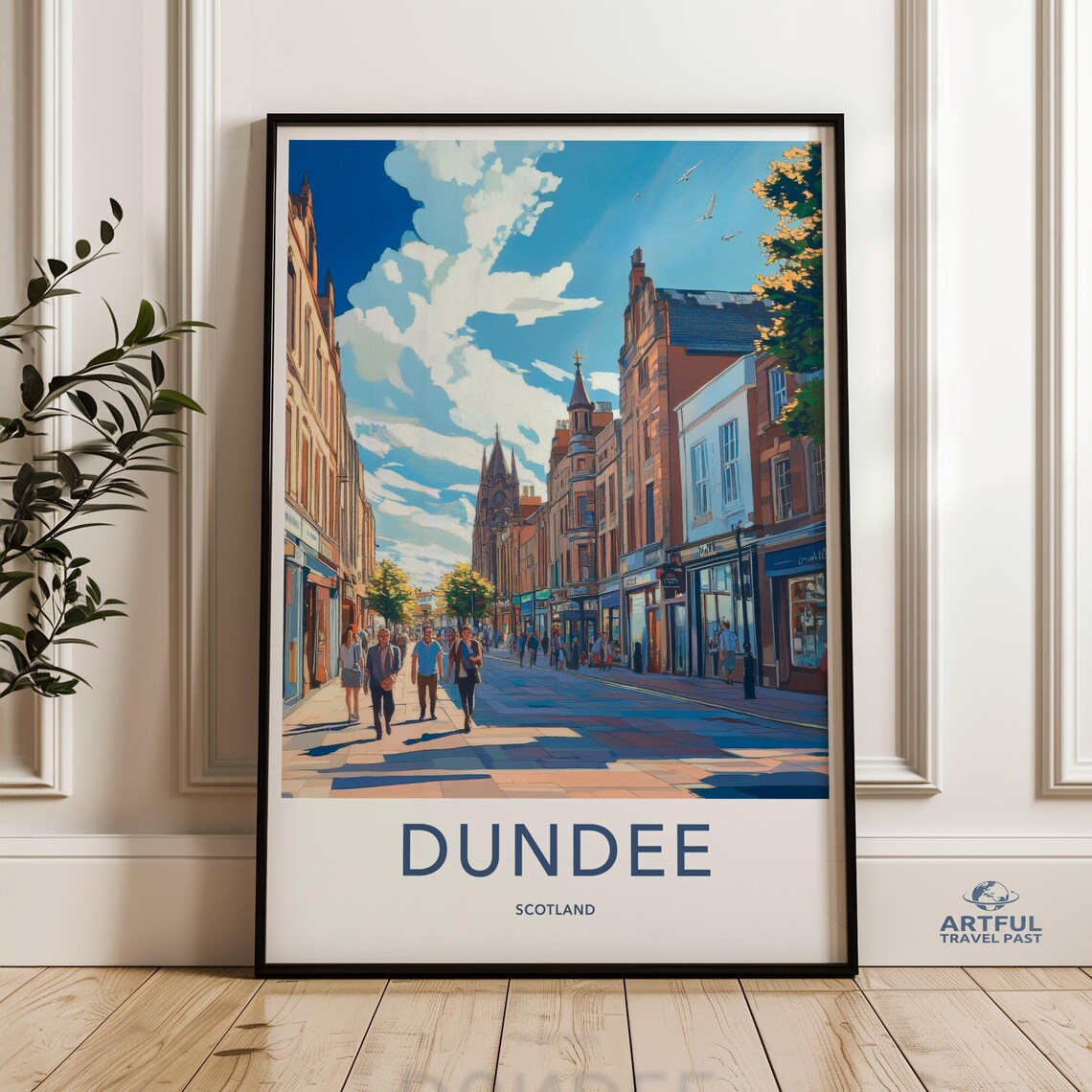 Dundee Scotland Victorian Street Scene Sunny Day Travel Poster