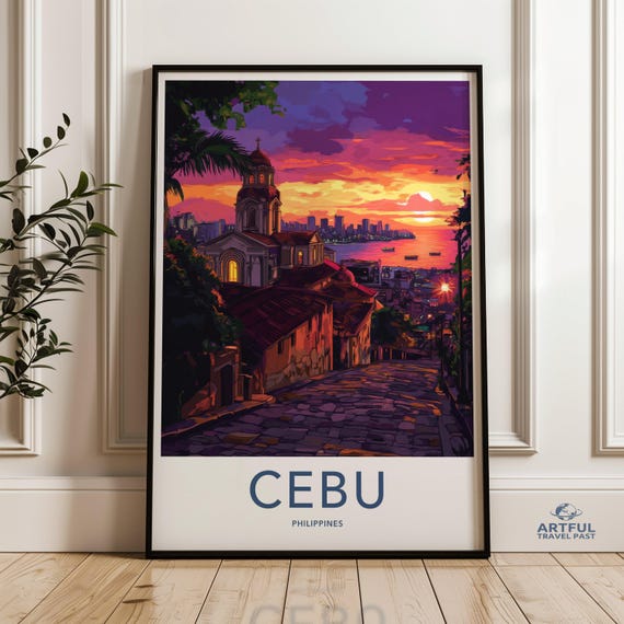 Cebu Philippines Wall Art Print Sunset Cityscape Travel Poster Urban Landscape Decor Vibrant Home Artwork For Walls