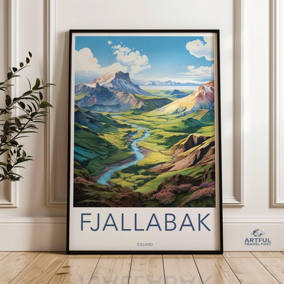 Majestic Icelandic Mountain Landscape Wall Art Print Fjallabak Scenic View Poster Nature Artwork For Home Decor Vibrant