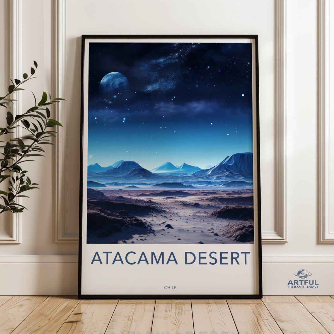 Atacama Desert Wall Art Moonlit Landscape Print Space Night Sky Decor Chilean Poster Starry Artwork