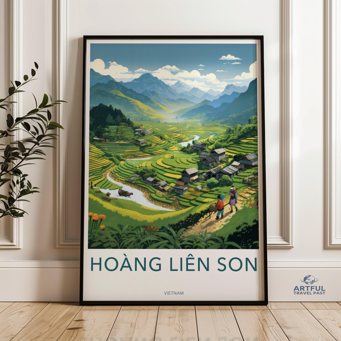 Hoang Lien Son Vietnam Green Rice Terraces Village Travel Poster