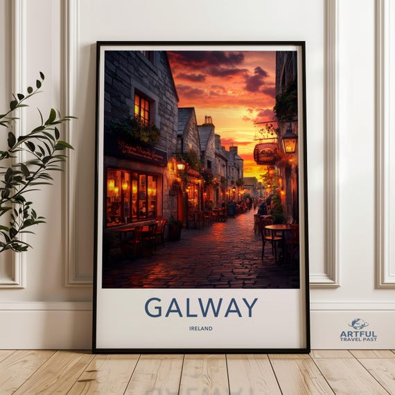 Galway Ireland Wall Art Print European Cityscape Poster Travel Photography Decor City Street Scene Contemporary Home