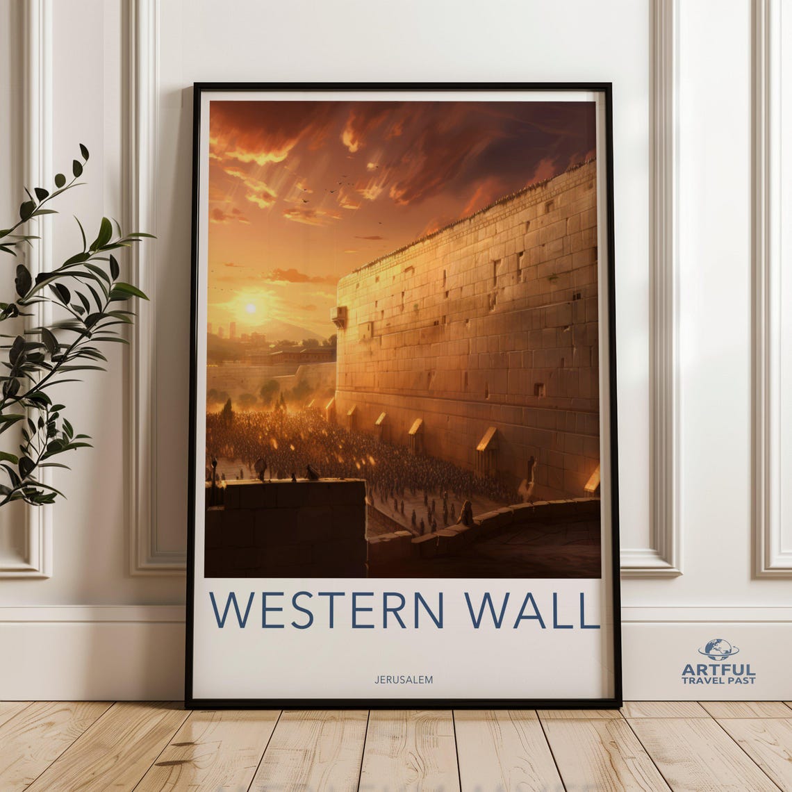 Western Wall Jerusalem Travel Poster Sunset Golden Hour View