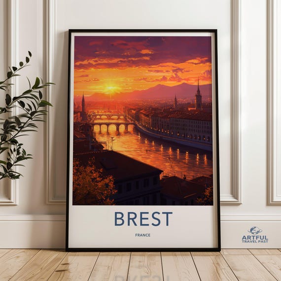 Brest France Wall Art Cityscape Sunset Print Travel Photography European City Decor Modern Home