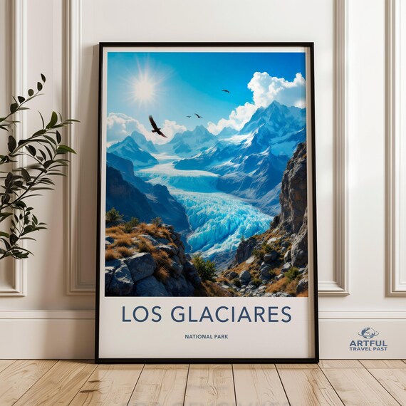 Los Glaciares National Park Glacier Peaks Travel Poster Mountain