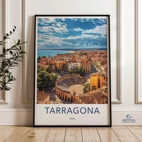 Tarragona Spain Wall Art Print Mediterranean Coastal Cityscape Poster Scenic Old Town View Roman Amphitheatre Decor