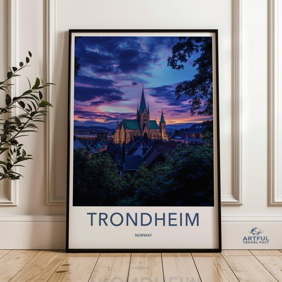Trondheim Norway Wall Art Scenic Photography Print Home Decor Travel Poster Sunset Picture Cityscape Artwork