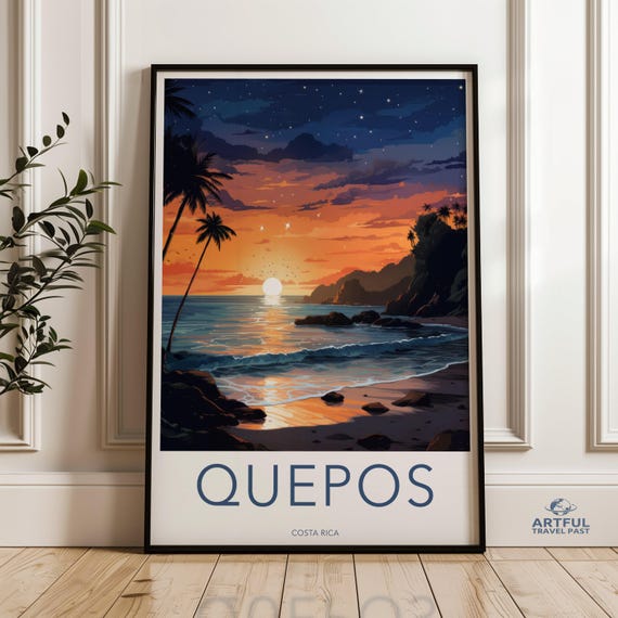 Quepos Wall Art Costa Rica Sunset Print Tropical Beach Decor Coastal Landscape Poster Nature Lovers Gift Home Decoration
