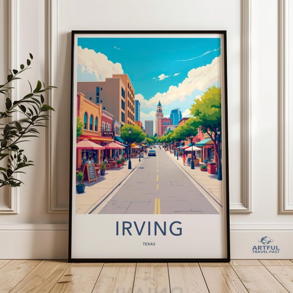 Irving Texas Cityscape Print Urban Street View Wall Art Modern City Architecture Poster Home Decor Travel Souvenir Hd Prints