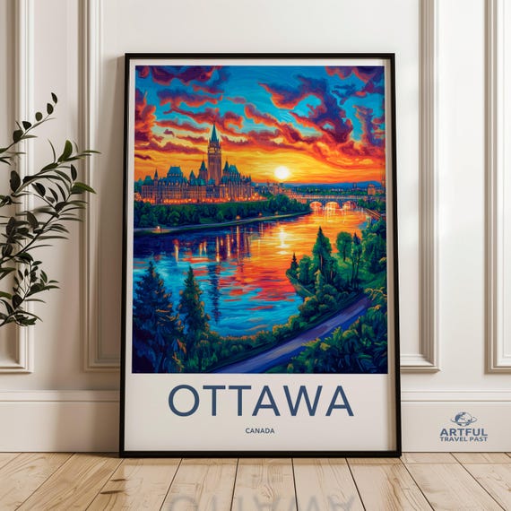 Ottawa Canada Wall Art Colorful Sunset Skyline Cityscape Print Modern Home Decor Artistic Landscape Poster Vibrant