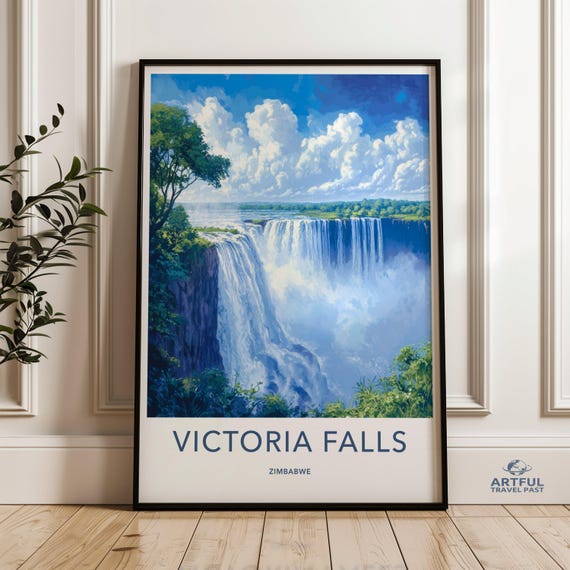 Victoria Falls Poster Wall Art Print Scenic Waterfall Nature Landscape Decor