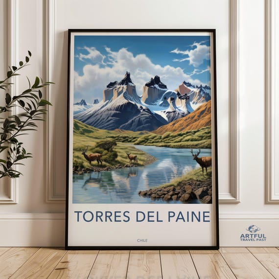 Torres Del Paine Wall Art Chilean Patagonian Wilderness Landscape Home Decor Scenic Nature Print Mountain Poster Wildlife Artwork