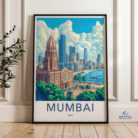 Mumbai Wall Art Skyline Cityscape Print Urban Decor Office Travel Poster Modern Home India