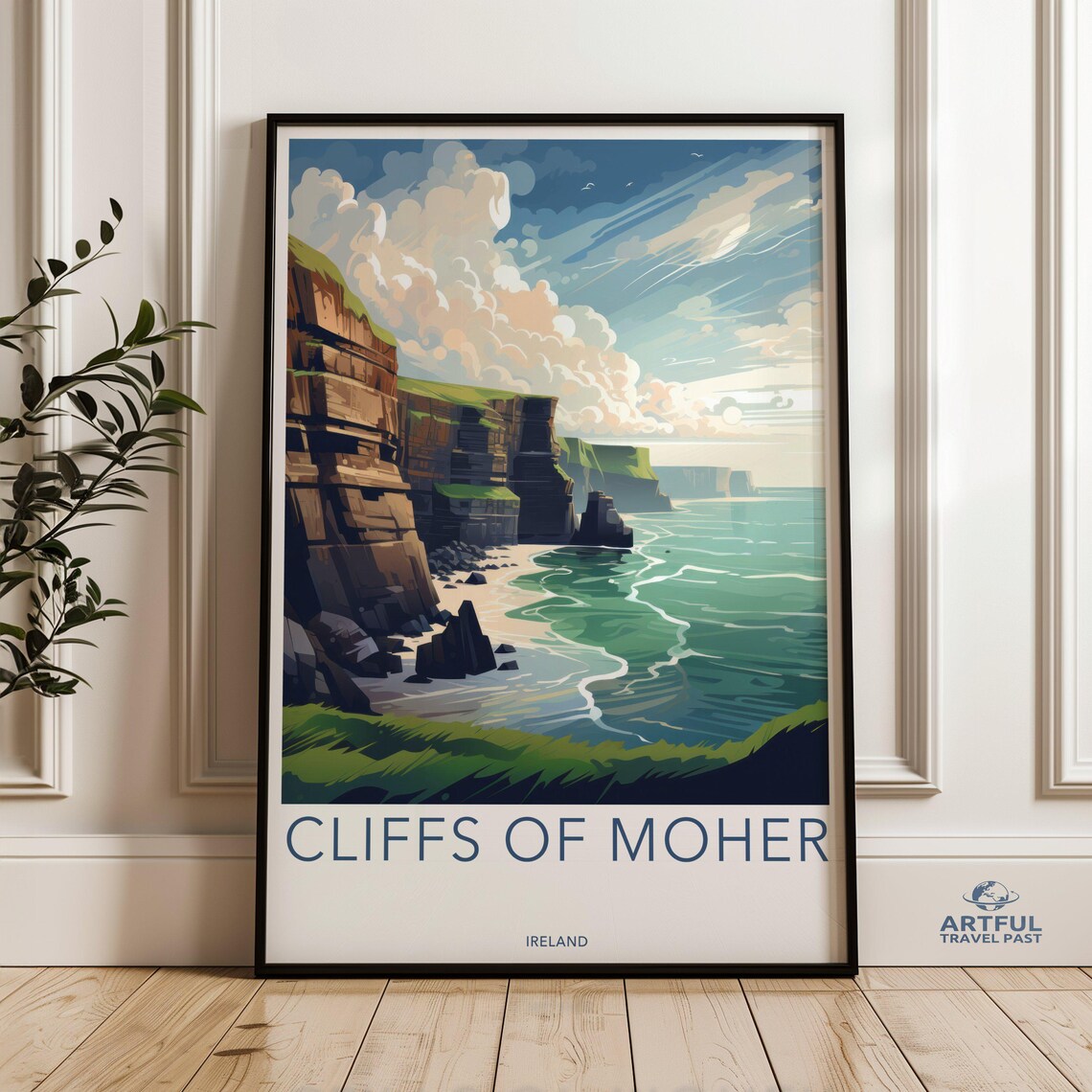 Cliffs of Moher Ireland Coastal Seascape Scenic Travel Poster