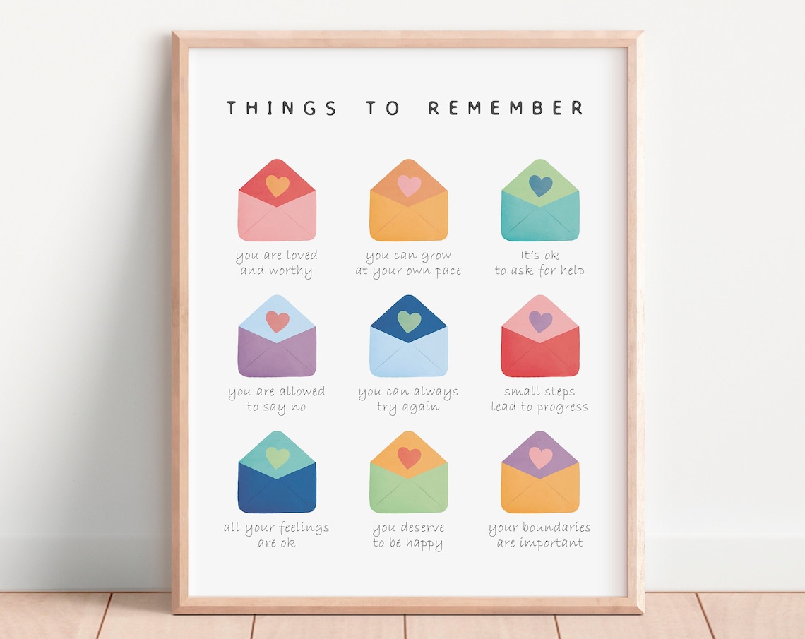 Things To Remember Coping Skills Poster, CBT Wall Art