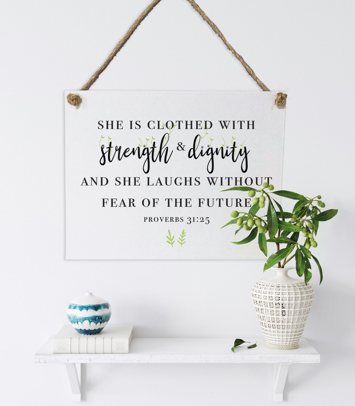Proverbs 31:25 She Is Clothed With Strength Scripture Wall Art - Image 2