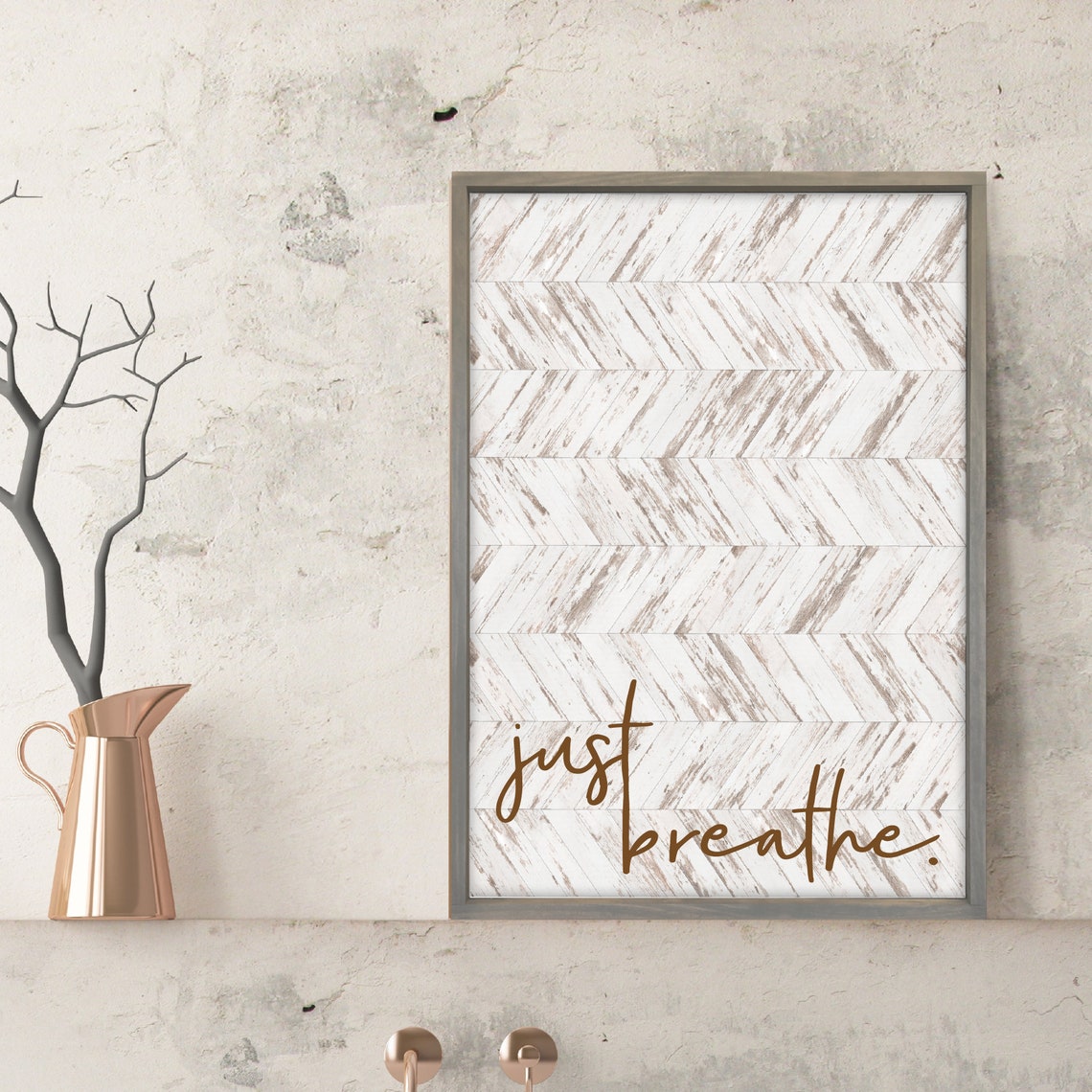 Just Breathe Gold Script Inspirational Calm Home Decor Wall Art - Image 3
