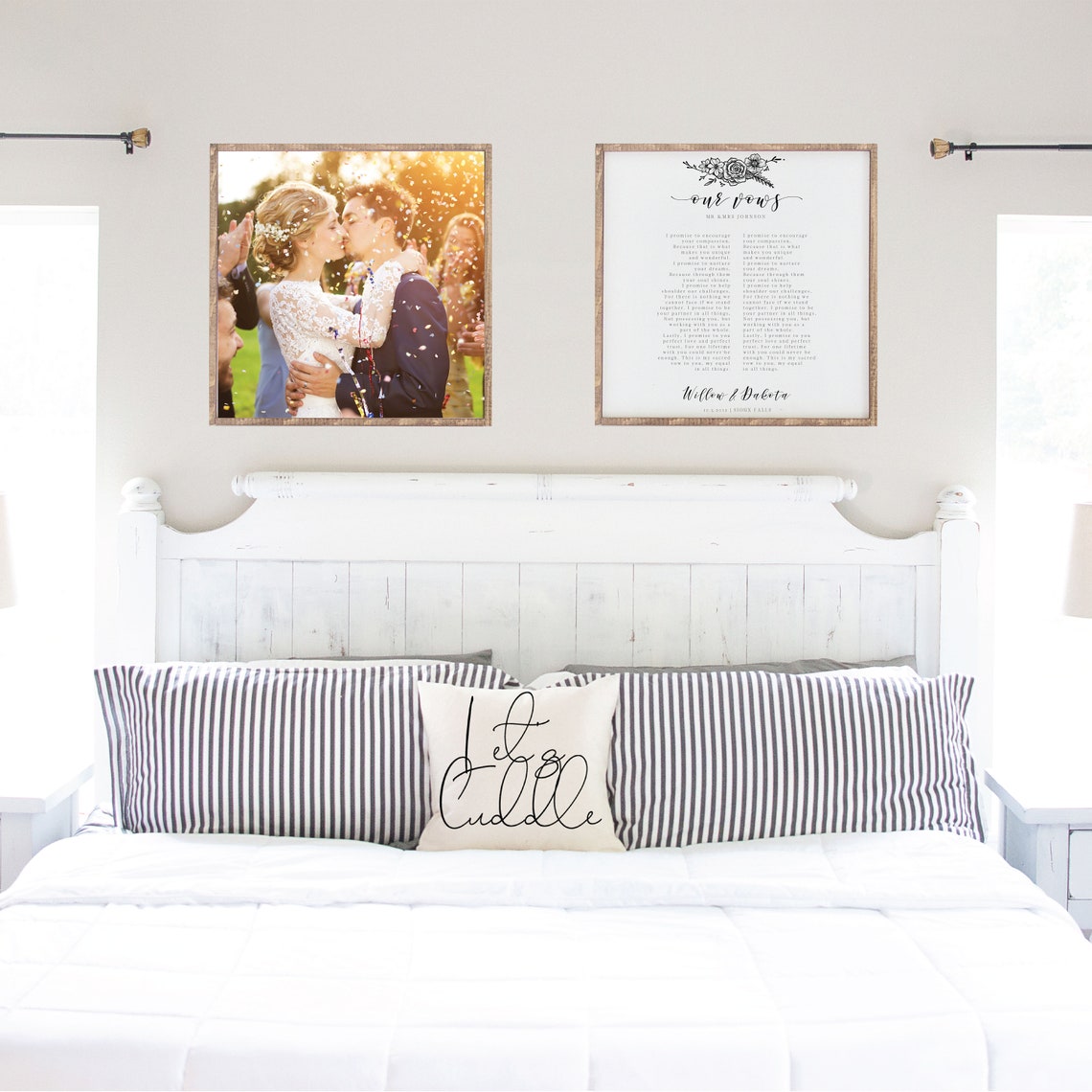Custom Wedding Vows Photo Canvas With Floral Art Personalized Names Print - Image 3