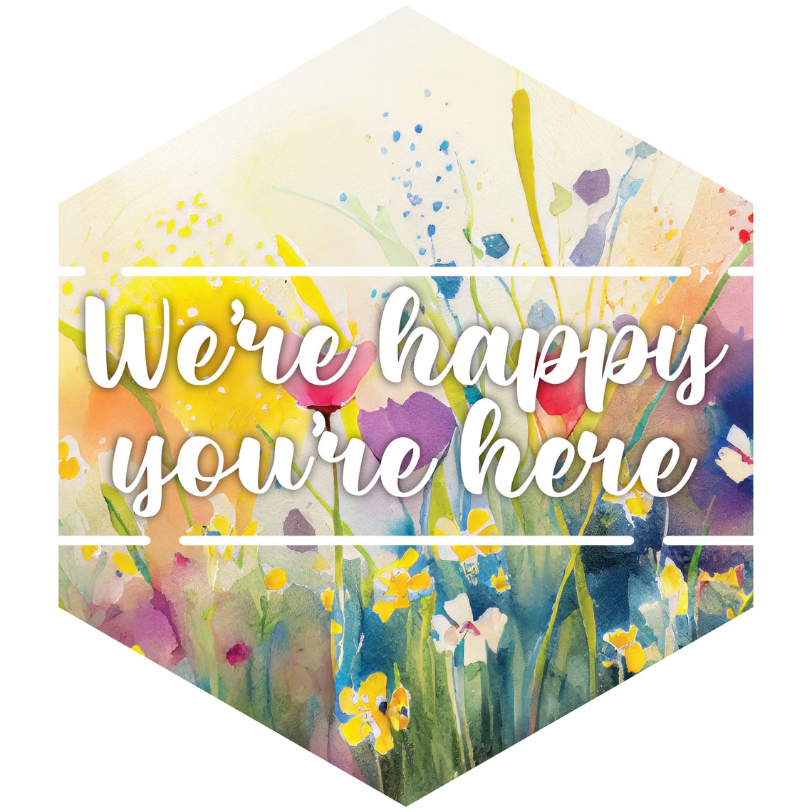 We're Happy You're Here Watercolor Wildflower Welcome Poster - Image 2
