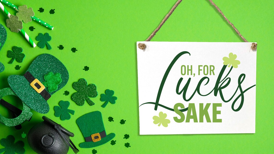 Oh For Lucks Sake Shamrock St Patricks Day Funny Sign Poster - Image 2