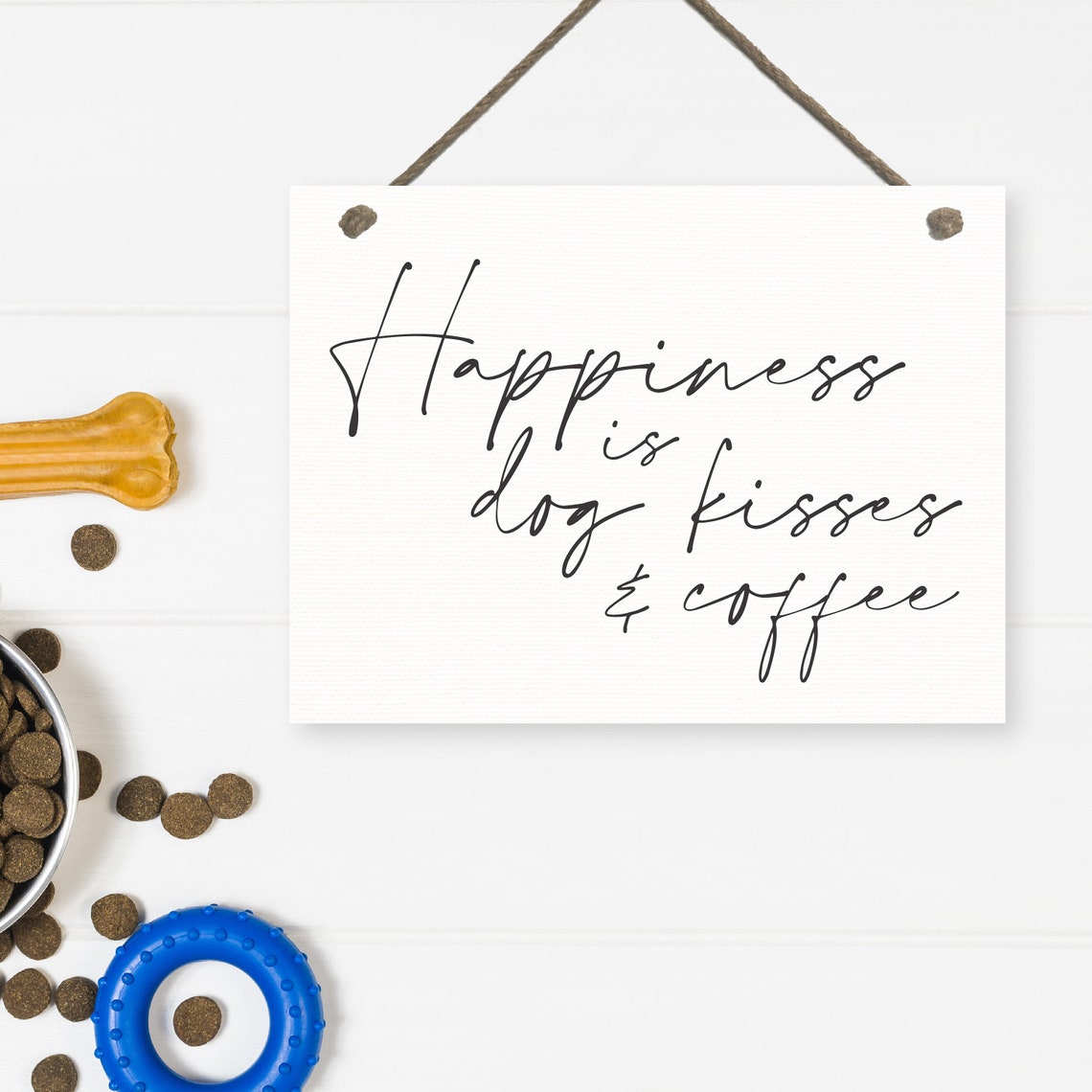 Happiness Is Dog Kisses Coffee Funny Dog Print Dog Wall Art Dog Person Housewarming Gift Gifts For Pet Parents Pet Wall Decor - Image 2