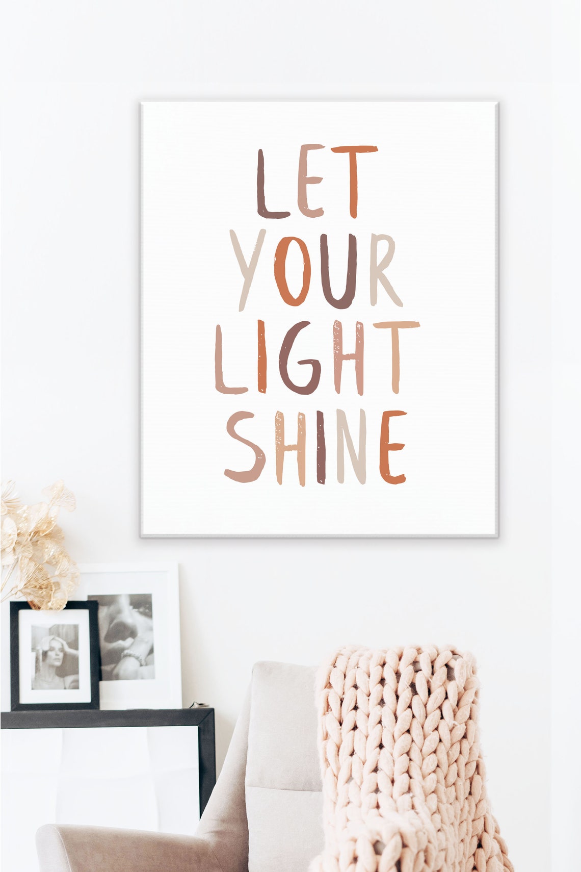 Let Your Light Shine Boho Earth Tone Inspirational Quote Poster - Image 3