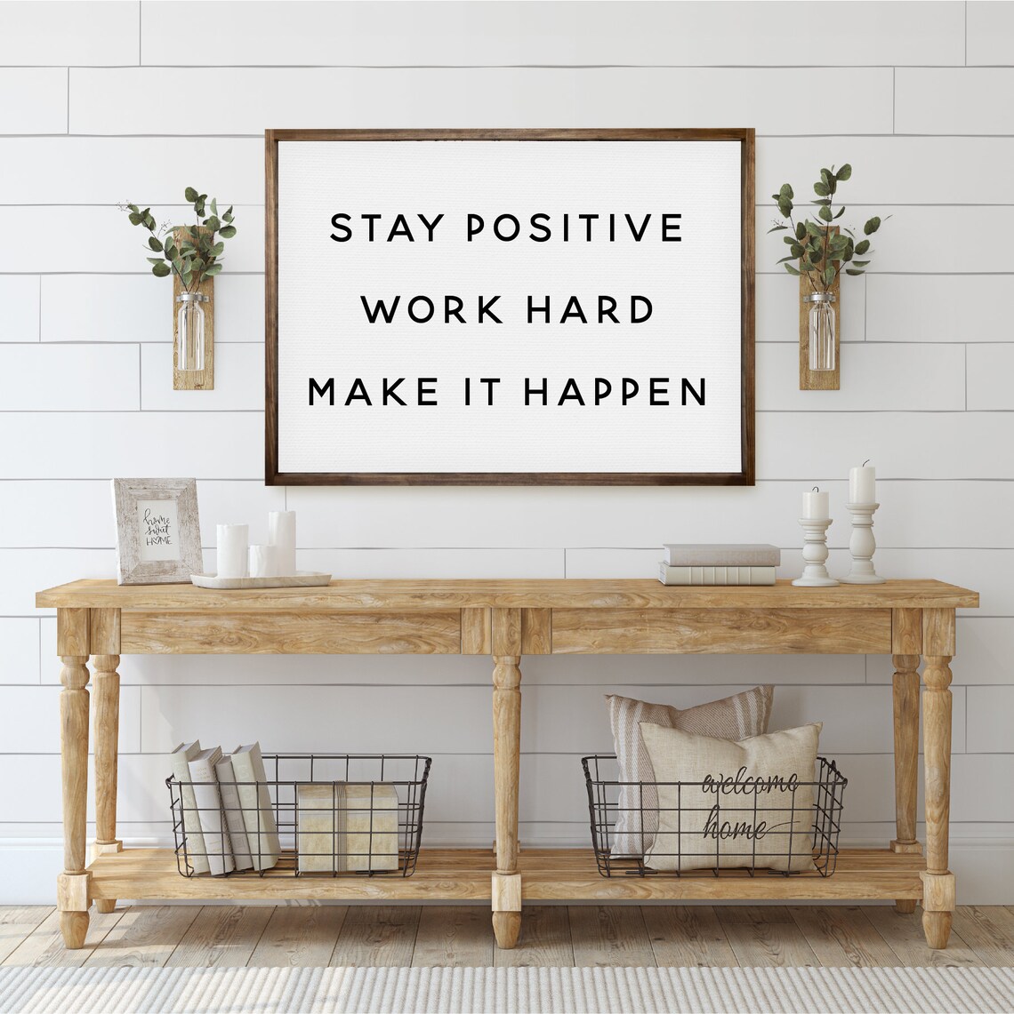 Stay Positive Work Hard Make It Happen Bold Chalkboard Style Quote Poster - Image 3