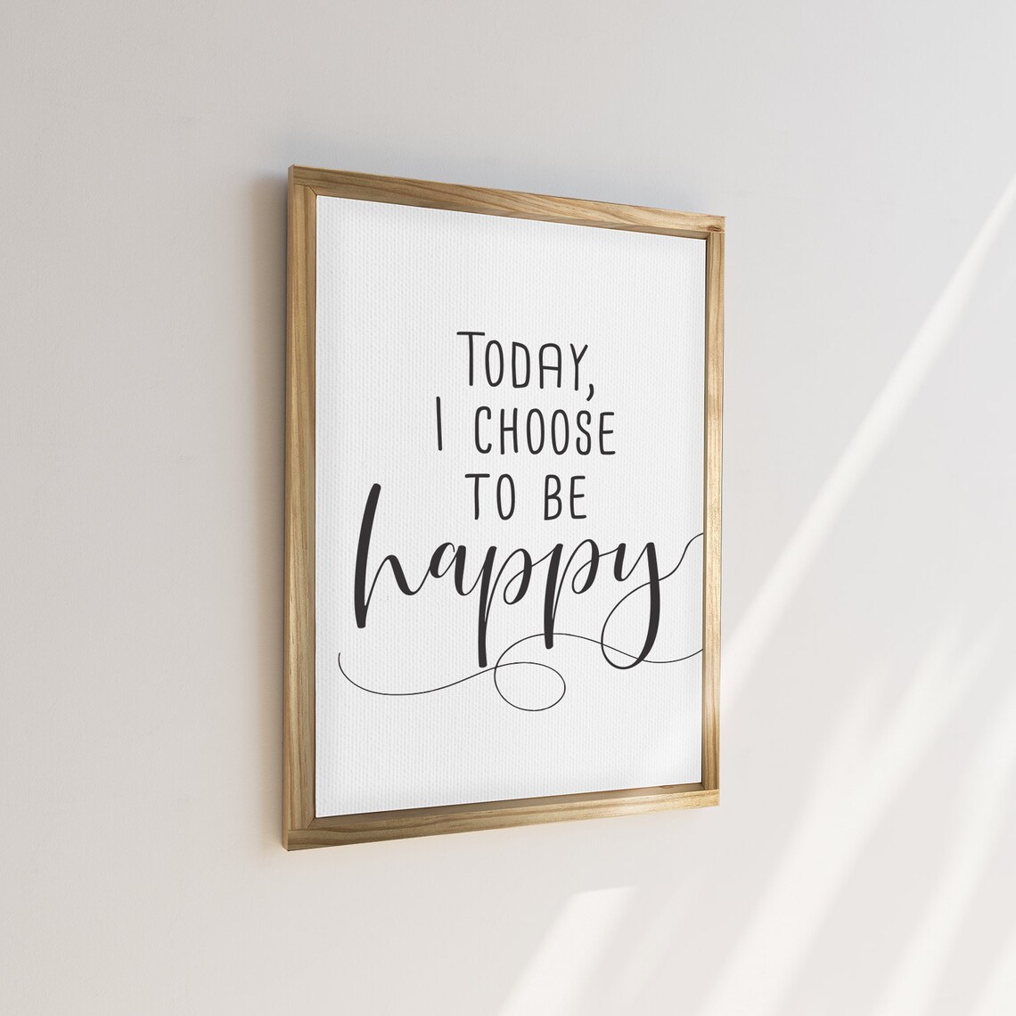 Today I Choose To Be Happy Simple Inspirational Quote Wood Frame Poster
