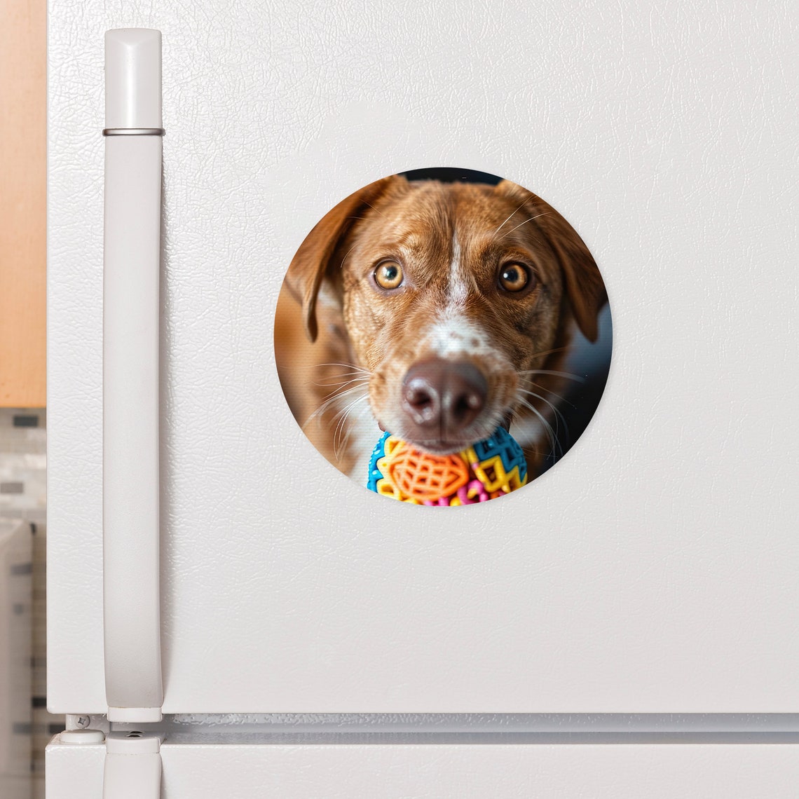 Personalized Round Photo Fridge Magnet Magnetic Canvas Print - Image 3