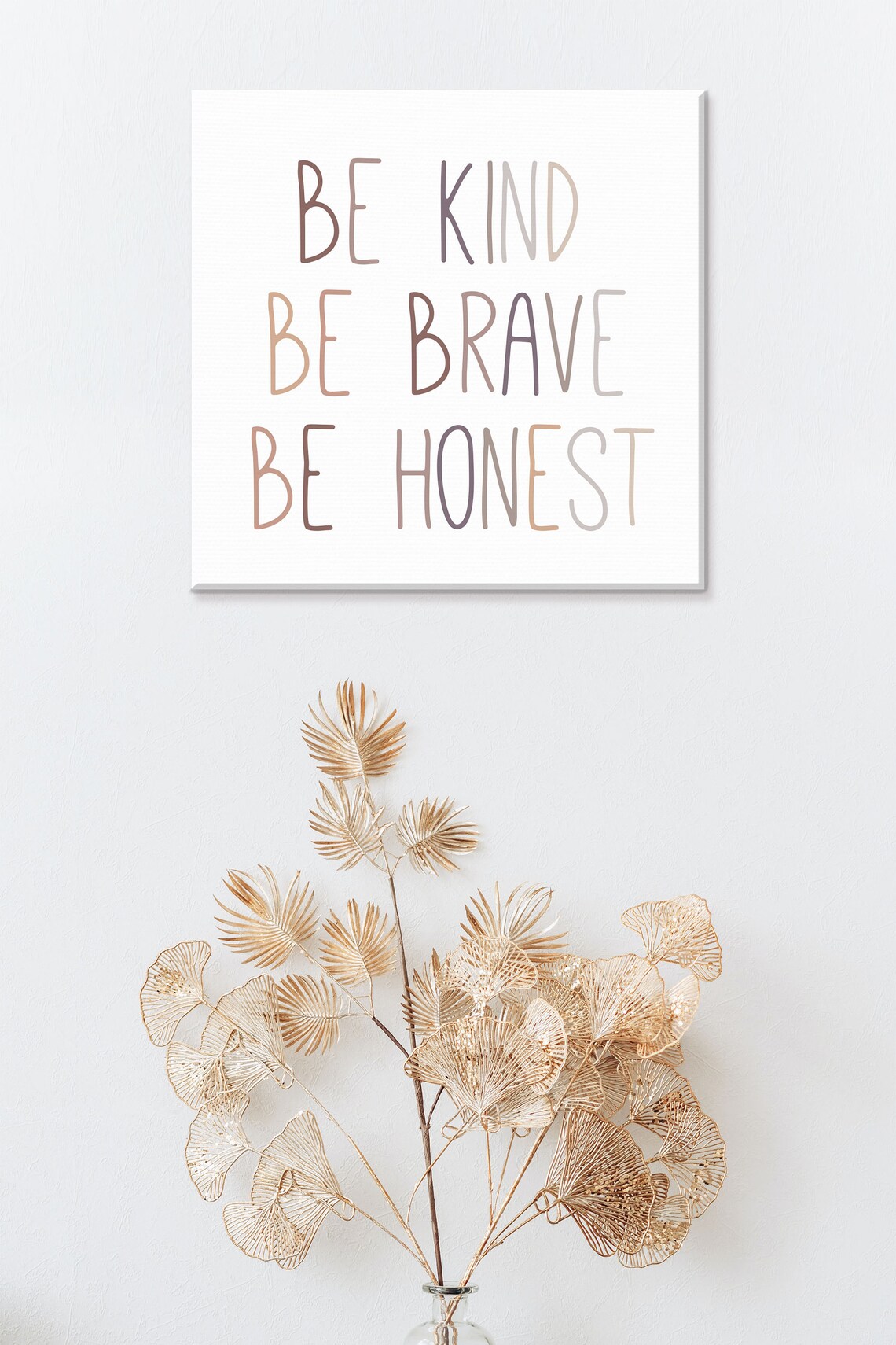 Be Kind Be Brave Be Honest Neutral Nursery Art Print - Image 3