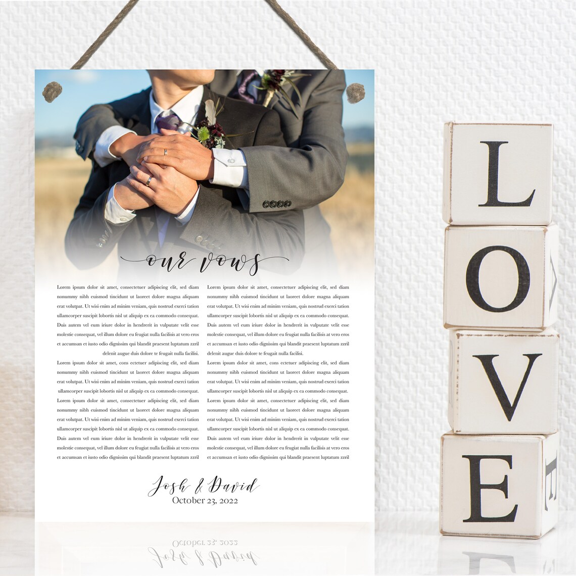 Personalized Wedding Vows Art Print, Anniversary Gift - Image 2