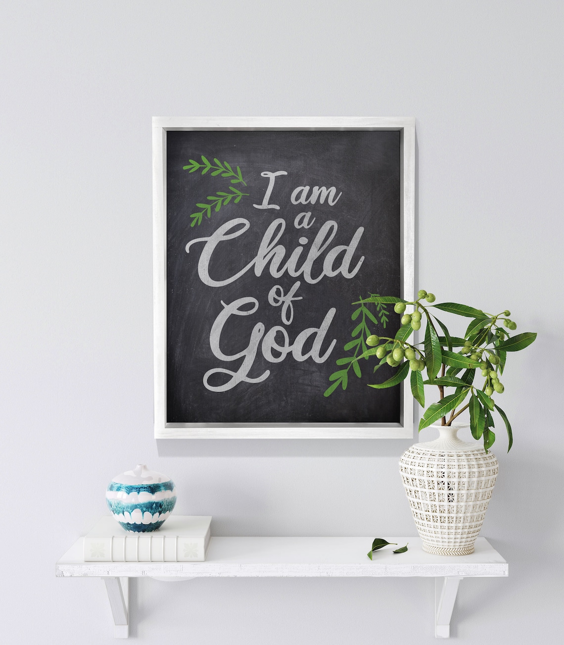 I Am a Child of God Faux Chalkboard Faith Religious Wall Poster - Image 2