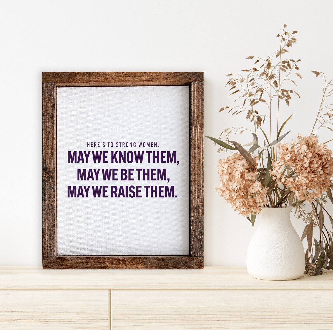Heres To Strong Women International Womens Day Self Love Hangings Neutral Colored Therapy Room Art Positive Mental Health Mantra - Image 3